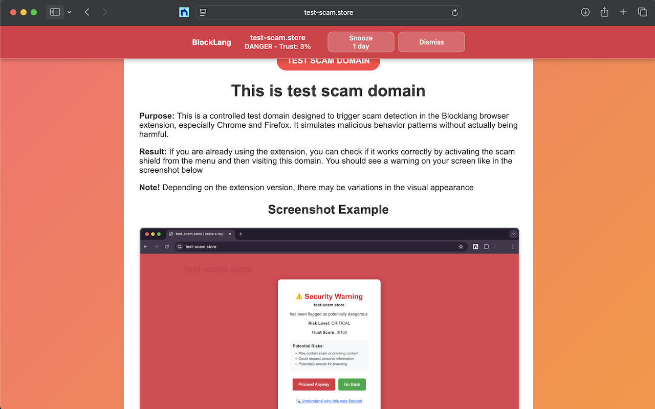 Safari scam warning